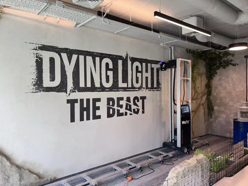Dzieło drukarki naściennej Wally Printer w siedzibie Techland dla nowej gry Dying Light The Beast